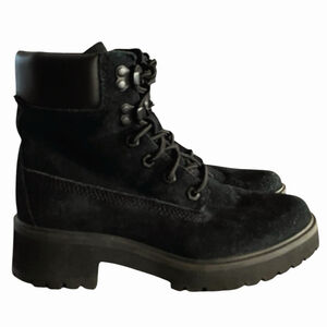 Timberland Womens Size 6.5 Carnaby Cool Lace Up Boots Block Heel Black Suede